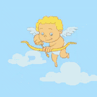 a cupid with a bow and arrow is flying through the air