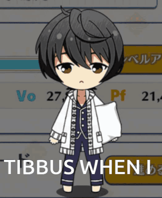 a cartoon character holding a pillow with the words tibbus when i on the bottom