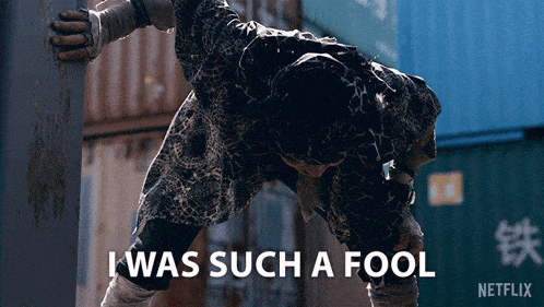 a netflix ad shows a man leaning against a wall and the words " i was such a fool "