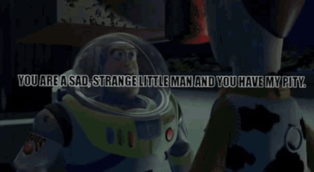 You Are A Strange Little Man And You Have My Pity Toy Story GIF - You Are A Strange Little Man And You Have My Pity Toy Story Buzz And Woody GIFs