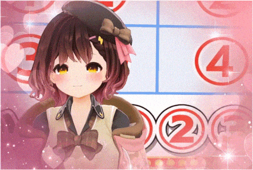 a girl is standing in front of a circle with the number 4