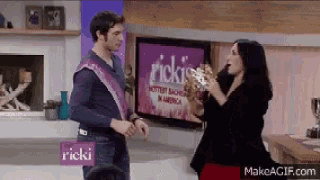 a man and a woman are on a tv show called ricki 's hottest bachelor in america