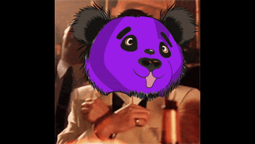 a cartoon of a panda bear with the letter c on its head