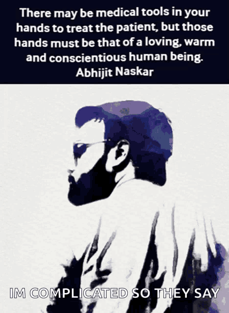 a poster of a man with a beard and a quote from abhijit naskar