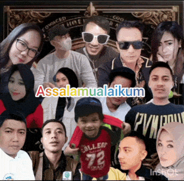 a group of people posing for a picture with the words assalamualaikum in the upper right corner