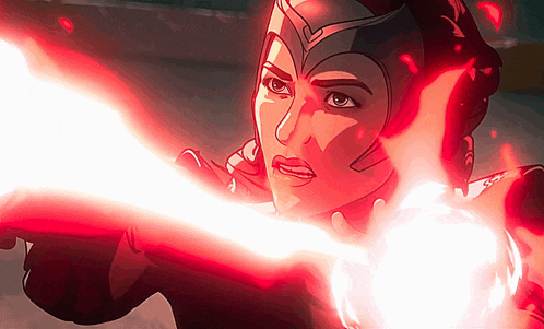 a cartoon of a woman with a red light coming out of her hand