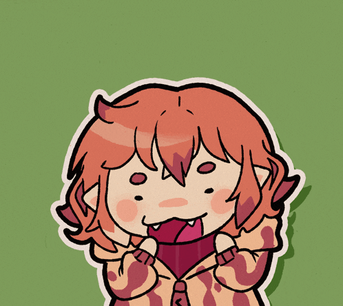 a cartoon drawing of a girl sticking out her tongue and wearing a sweater with the letter s on it
