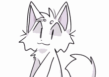 a drawing of a white cat holding a pink heart in its paws .