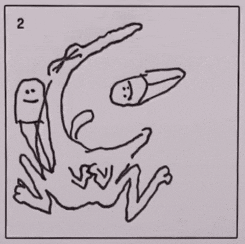 a drawing of a person doing a handstand with the number 2 below it