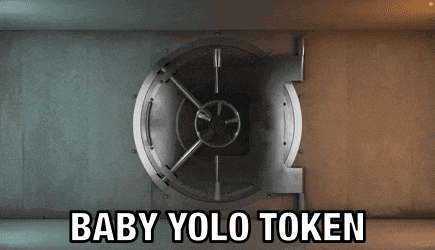 a picture of a safe with the words baby yolo token above it