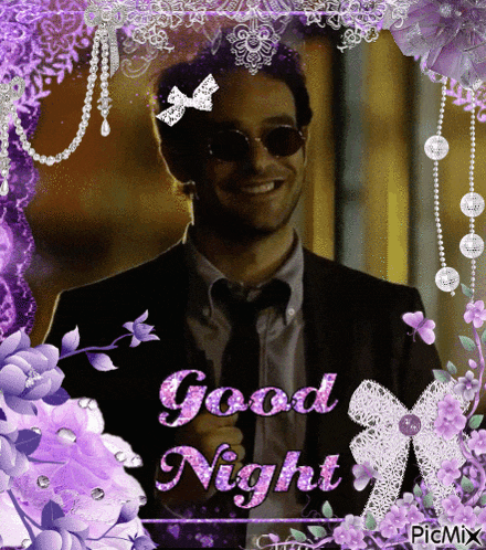 a picture of a man in a suit and tie with the words " good night "