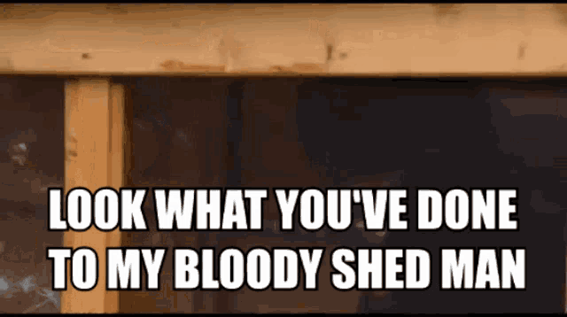 a poster that says look what you ve done to my bloody shed man