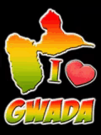 a sign that says i love gwada with a heart
