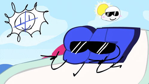 a cartoon drawing of a book with sunglasses on