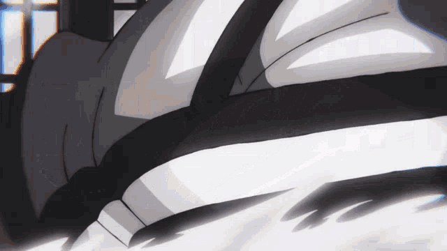 a close up of a person 's torso in a black and white anime scene