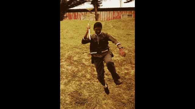 a man is jumping in the air with the words i 'm coming written below him
