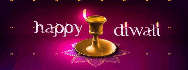a purple background with the words happy diwali and a lit candle