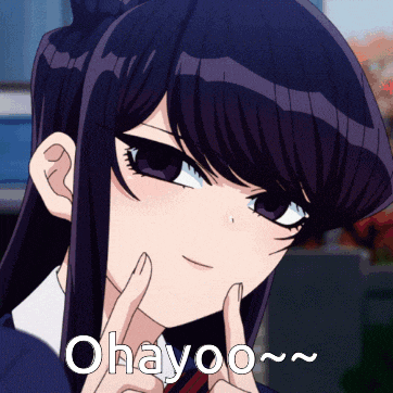 a close up of a girl 's face with the words ohayoo written below it