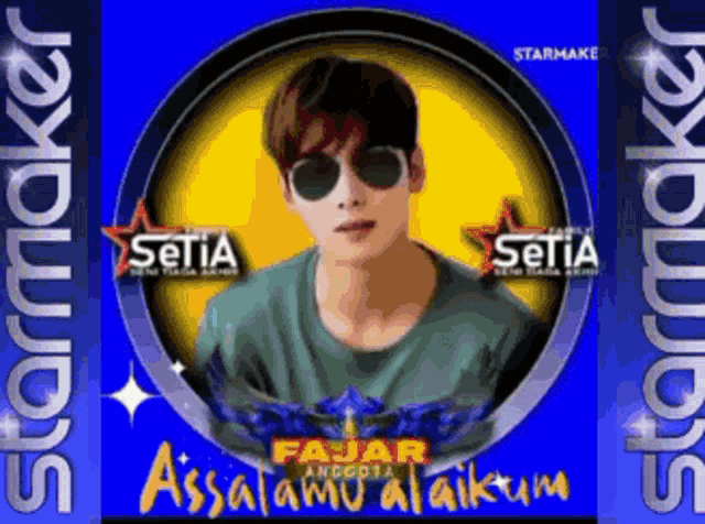 a poster for fajar anggota setia has a picture of a man in sunglasses