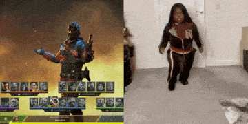 a screenshot of a video game and a picture of a person