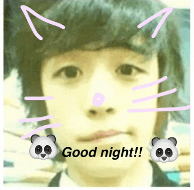 a picture of a young boy with a cat face and the words good night