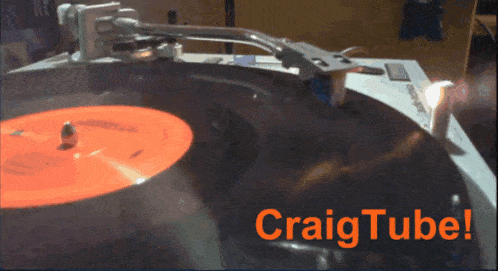 a picture of a record player with the words craigtube written in orange
