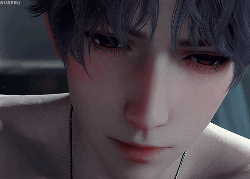 a close up of a person 's face with the name kiiseru on the bottom right