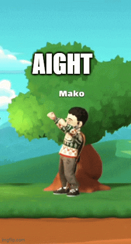a cartoon character with the name mako written on it