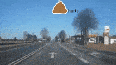a road with an arrow pointing to the right and the words hurts above it