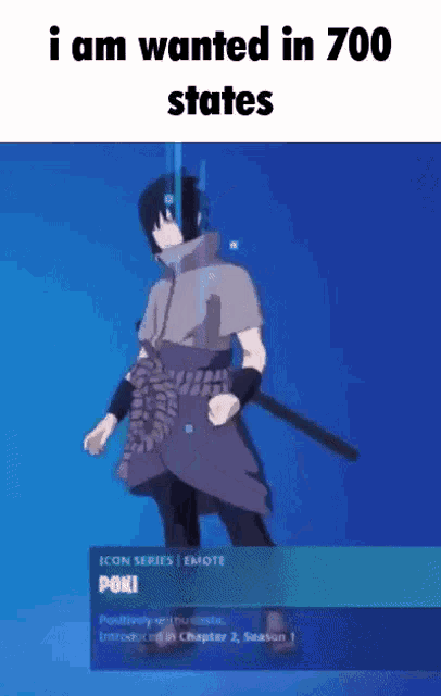 a person is standing in front of a blue background with the words i am wanted in 700 states .
