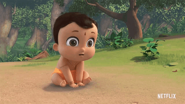 a cartoon baby is sitting on the ground with a netflix logo in the corner
