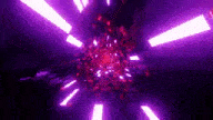 a tunnel with purple lights coming out of it .