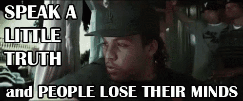 a man in a baseball cap is talking about truth and people lose their minds