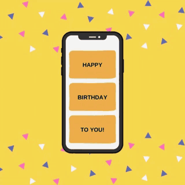a cell phone with a birthday message on the screen