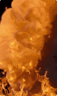 a close up of a fire with smoke coming out of it against a black background .