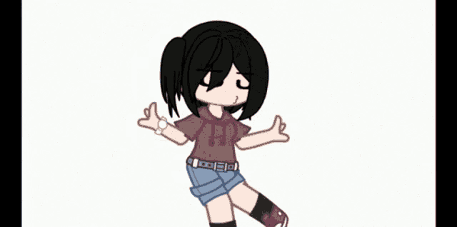 a drawing of a girl with black hair and a ponytail .