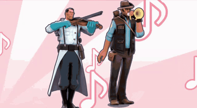 a man playing a violin and a man playing a trumpet
