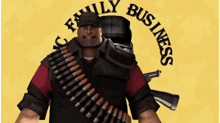 a man with a bullet belt is smiling in front of a yellow background that says " usually business "