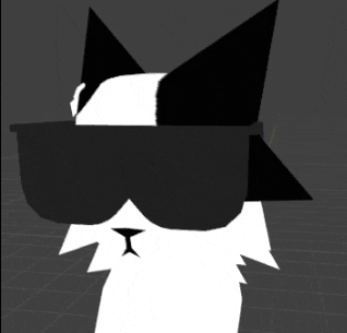 a black and white cartoon cat wearing sunglasses