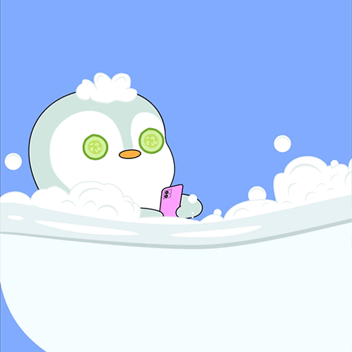 Taking A Bath Pudgy Penguins GIF - Taking A Bath Pudgy Penguins Bubble Bath GIFs