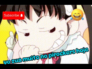 a cartoon of a girl with a subscribe button