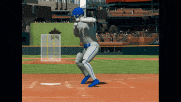 a baseball player is swinging at a ball on a field with a budweiser sign in the background