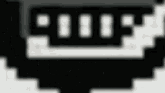 a close up of a black and white pixel art icon on a white background