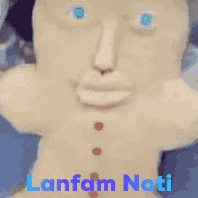 a picture of a gingerbread man with the words lanfam noti written below it