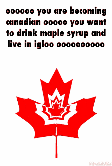 a picture of a maple leaf with the words " you are becoming canadian " on it