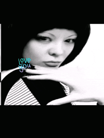 a black and white photo of a woman with the words love you on the bottom