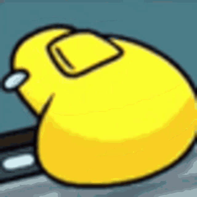 a yellow cartoon character is sitting on a ledge .