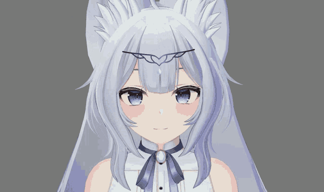 a close up of a cartoon character with white hair