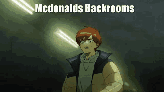 a cartoon of a man with red hair and the words mcdonalds backrooms