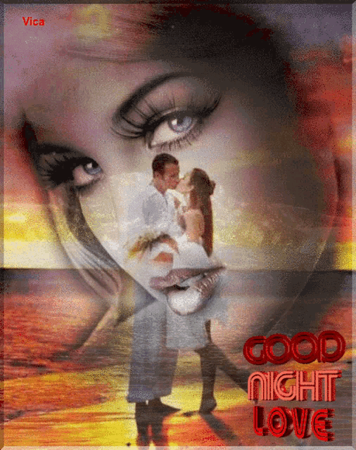 a picture of a man holding a woman with the words good night love below them